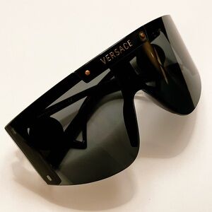 Versace Shield Style Black & Gold Sunglasses